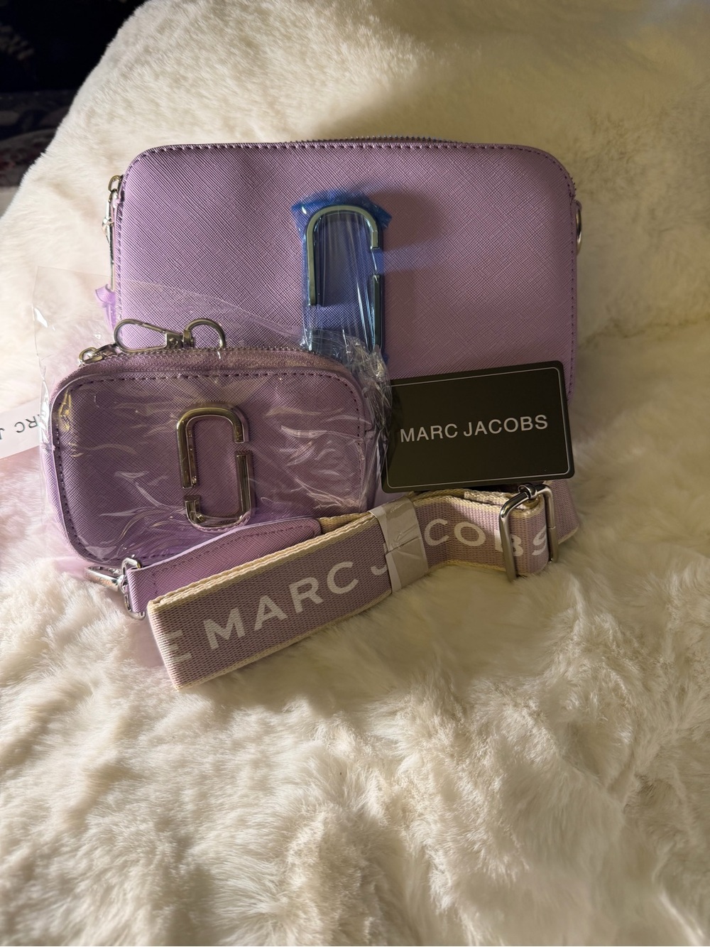 Marc Jacobs Lilac Leather Crossbody Camera Bag with Coin Pouch